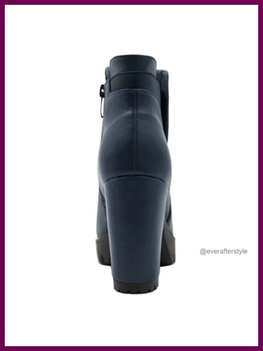 Chunky High Heel Platform Ankle Boots with Side Zip, Round Toe